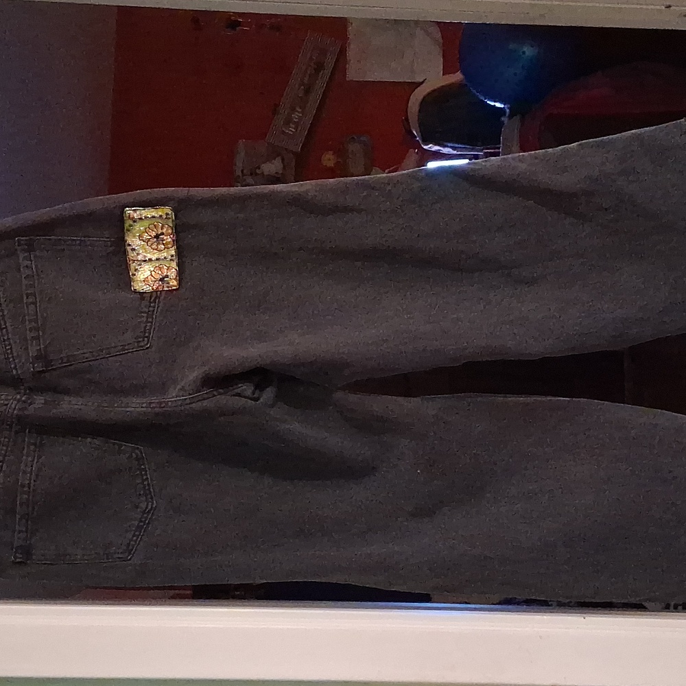 Fashion Nova Floral Brocade Wide Leg Jeans Size 13 Frayed Bottom Boho - Picture 5 of 8